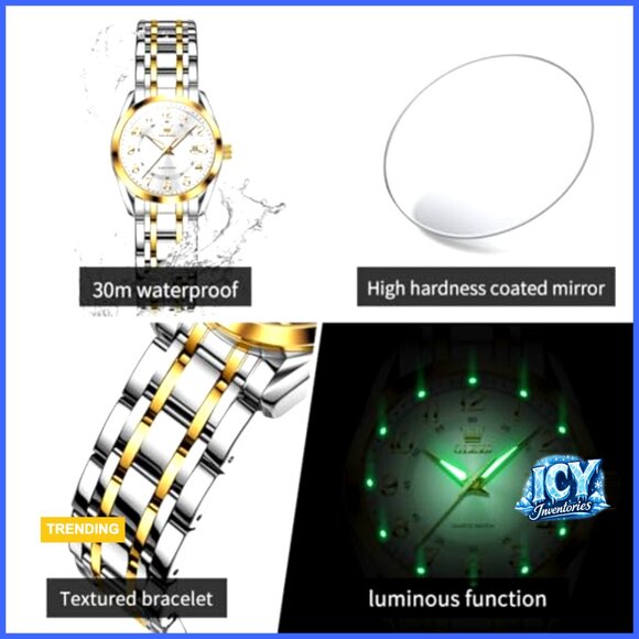 Stainless Steel Quartz Dress Watch Waterproof Luminous Date main image 5